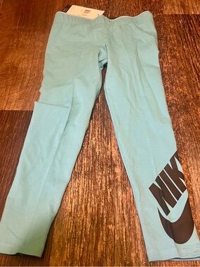 Nike Kids Blue Leggings with Bold Black Logo